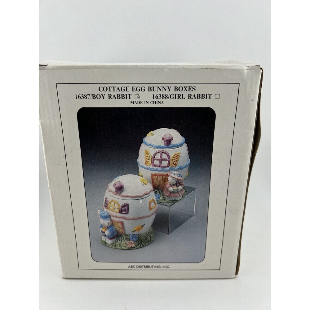 Vintage ABC Distributing Inc. Ceramic Cottage Egg Easter Bunny Rabbit Box